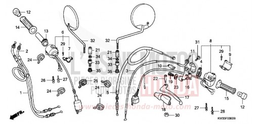 LEVIER DE GUIDON/COMMUTATEUR/ CABLE NX250J de 1988